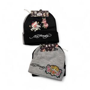 Ed Hardy Knit Beanie Hat 2-Pack NEW